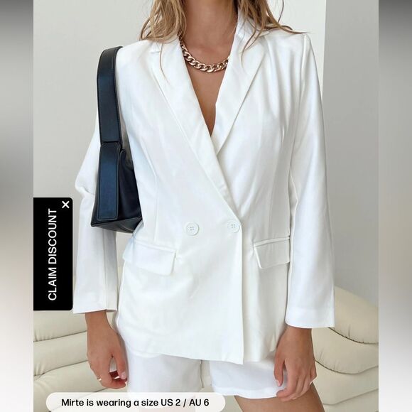 Princess Polly SAZAN BLAZER & SHORTS WHITE - Picture 2 of 10